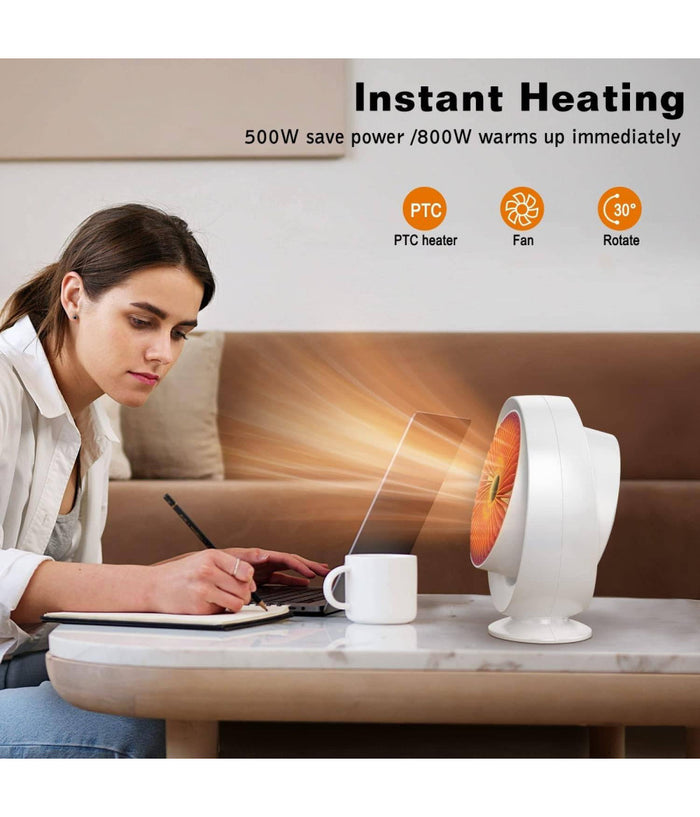 Stufa Elettrica Ventilata Stufetta Basso Consumo Oscillante Termoconvettore 900w         