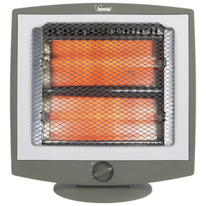 Bimar Stufa Radiante al Quarzo HR319, Stufetta Elettrica a Basso Consumo 600W, Stufa al Quarzo 2 Resistenze e 2 Potenze di Riscaldamento, Radiatore Portatile