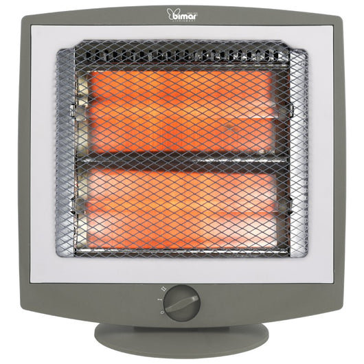 Bimar Stufa Radiante al Quarzo HR319, Stufetta Elettrica a Basso Consumo 600W, Stufa al Quarzo 2 Resistenze e 2 Potenze di Riscaldamento, Radiatore Portatile