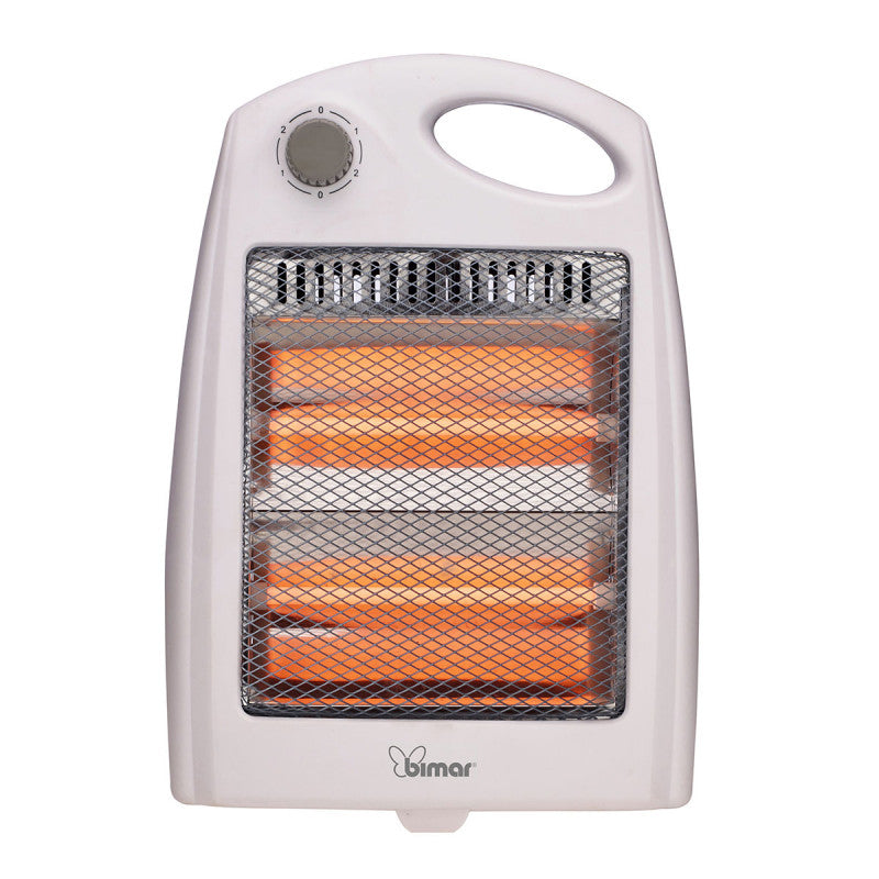 Bimar Stufa a Infrarossi HR304, Stufetta Elettrica a Basso Consumo 800W per Ambienti Piccoli da Esterno/Interno, 2 Resistenze Stufa al Quarzo e 2 Potenze Riscaldamento, Radiatore Portatile