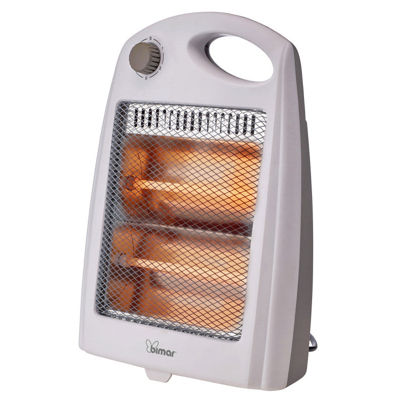 Bimar Stufa a Infrarossi HR304, Stufetta Elettrica a Basso Consumo 800W per Ambienti Piccoli da Esterno/Interno, 2 Resistenze Stufa al Quarzo e 2 Potenze Riscaldamento, Radiatore Portatile