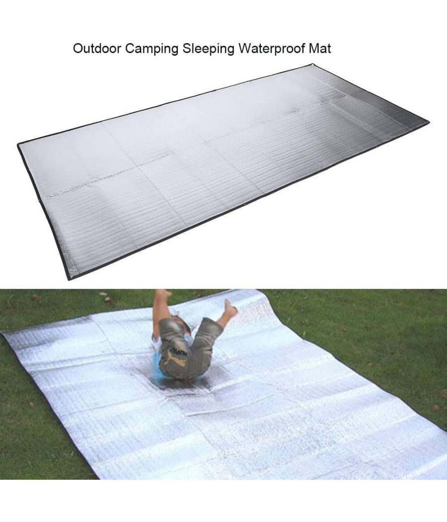 Stuoia Per Spiaggia Mare Picnic 168x90cm Doppia Lamina In Alluminio Avvolgibile         