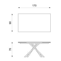 E-STYLO Tavolo allungabile con top marmo calacatta in HPL su MDF e gambe in alluminio bianco, 90cm X 170/270cm H. 76cm.
