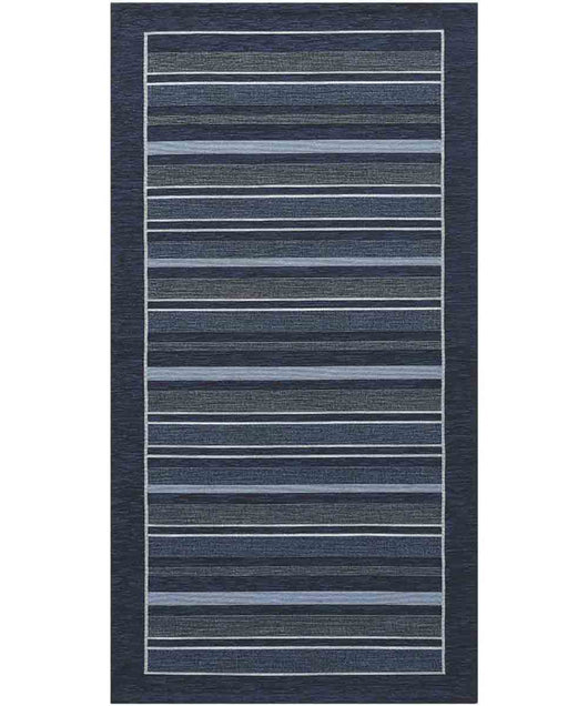Tappeto STYLE blu moderno a righe, passatoia cucina multiuso lavabile antiscivolo cm.55x190