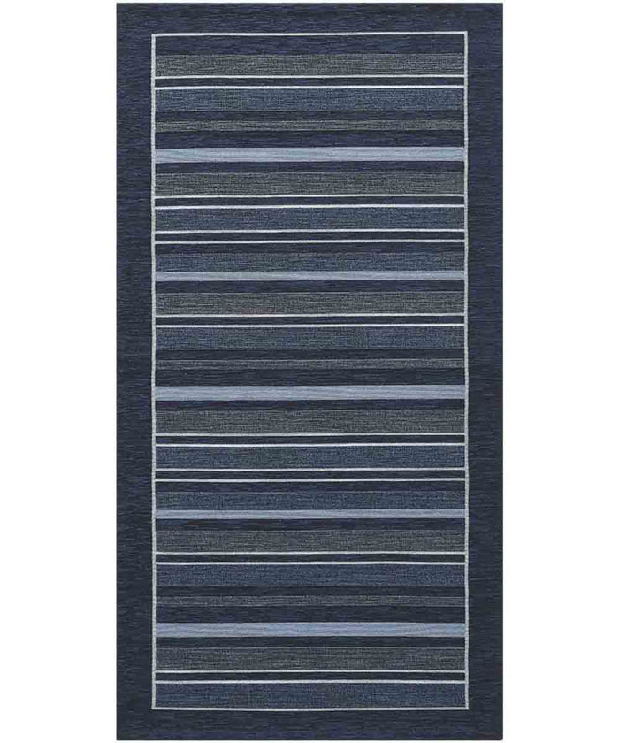 Tappeto STYLE blu moderno a righe, passatoia cucina multiuso lavabile antiscivolo cm.55x115