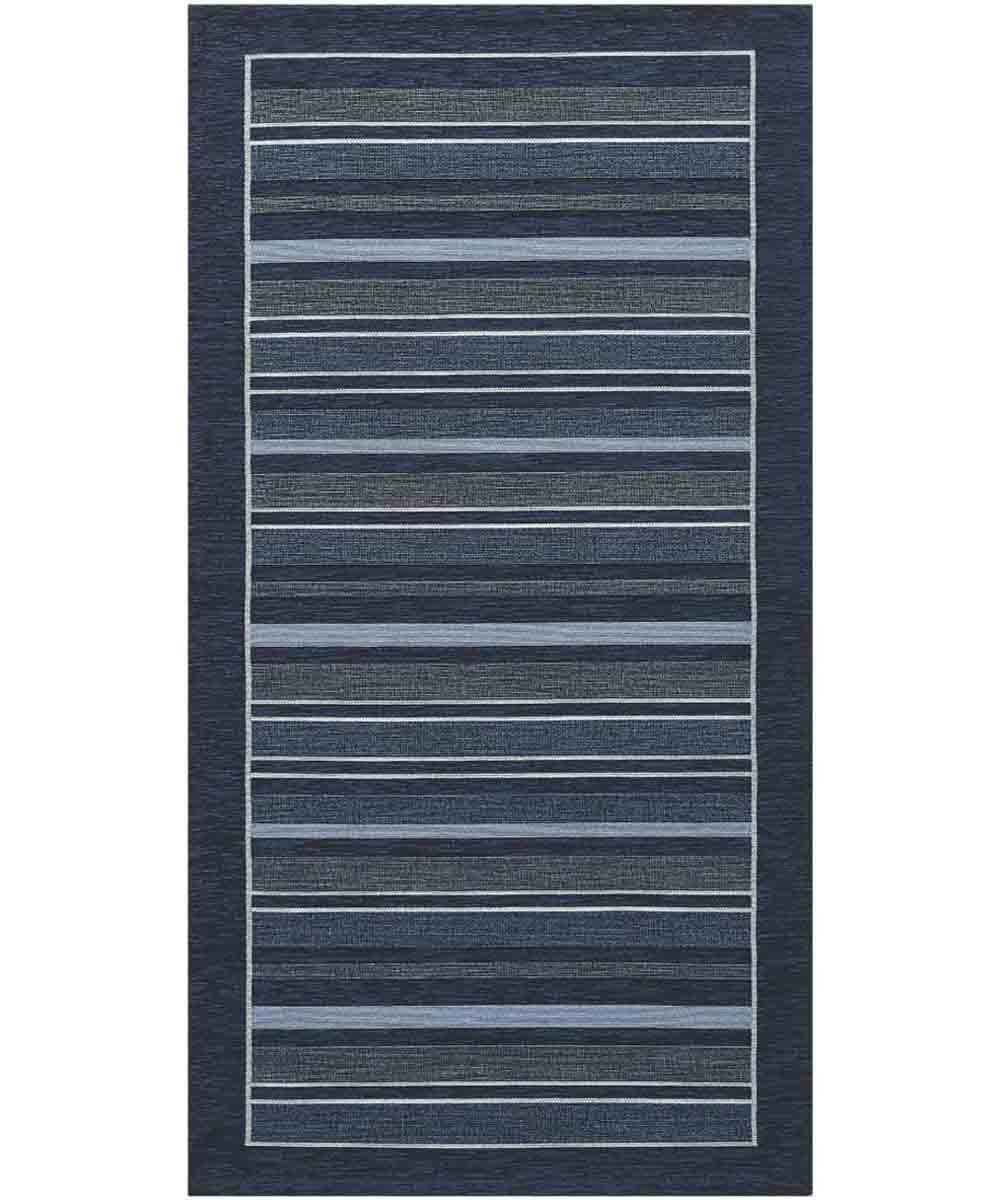 Tappeto STYLE blu moderno a righe, passatoia cucina multiuso lavabile antiscivolo cm.55x240