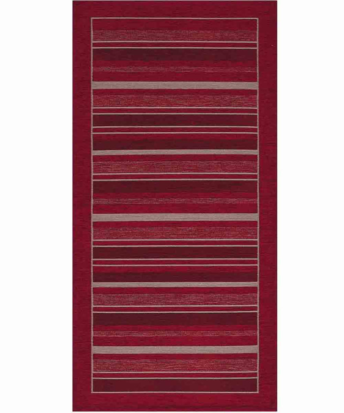 Tappeto STYLE ROSSO moderno a righe, passatoia cucina multiuso lavabile antiscivolo cm.55x115