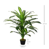 Pianta Tropicale Decorativa Dracena Finta in Plastica con Vaso per Interno ed Esterno, Ф18 x 110cm