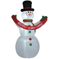 Pupazzo di Neve Gonfiabile Gigante Alto 243cm con Luci a LED Decorazione da Esterno o Giardino