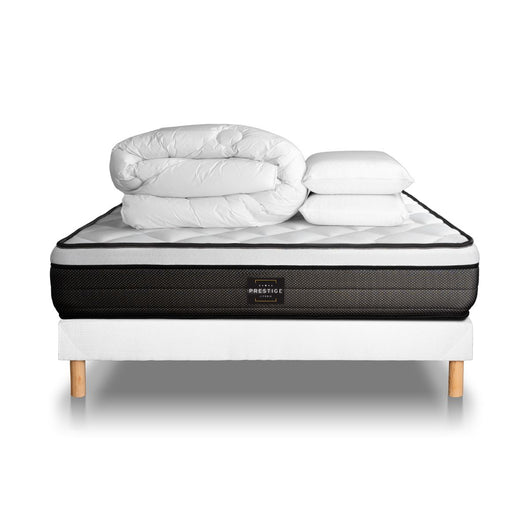 Pacchetto letto completo - Materasso 140x200cm + Box spring con doghe (kit) + 2 cuscini + Piumino - Suite