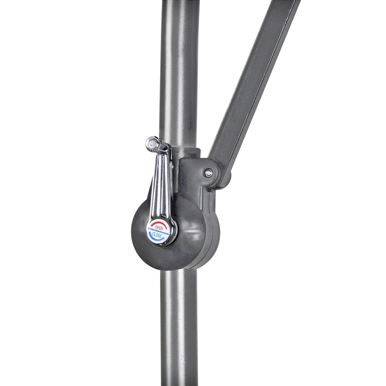 Ombrellone da giardino 3x3 mt con palo decentrato e apertura a manovella. Telo ottagonale con sistema Airvent di colore beige