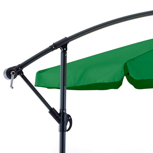 Ombrellone da giardino 3x3 mt con palo decentrato e apertura a manovella. Telo ottagonale con sistema Airvent di colore verde