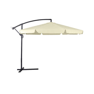 Ombrellone da giardino 3x3 mt con palo decentrato e apertura a manovella. Telo ottagonale con sistema Airvent di colore beige