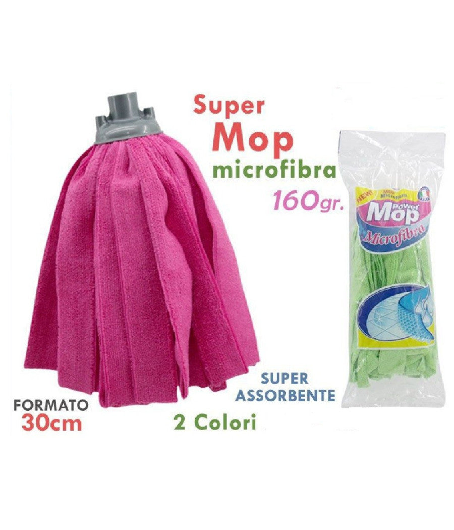 Super Mop Mocio Panno Ricambio Microfibra Universale 160gr Super Assorbente 30cm         