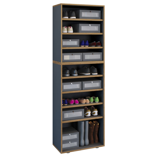 Super Scarpiera Legno H183 L60 P33 cm Armadio Porta Scarpe Salvaspazio con Ripiani Regolabili Colore Antracite