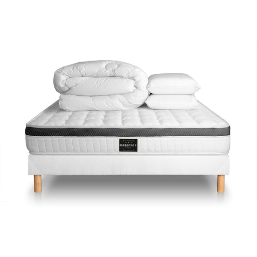 Pacchetto letto completo - Materasso 140x200cm + Box spring con doghe (kit) + 2 cuscini + Piumino - Superior
