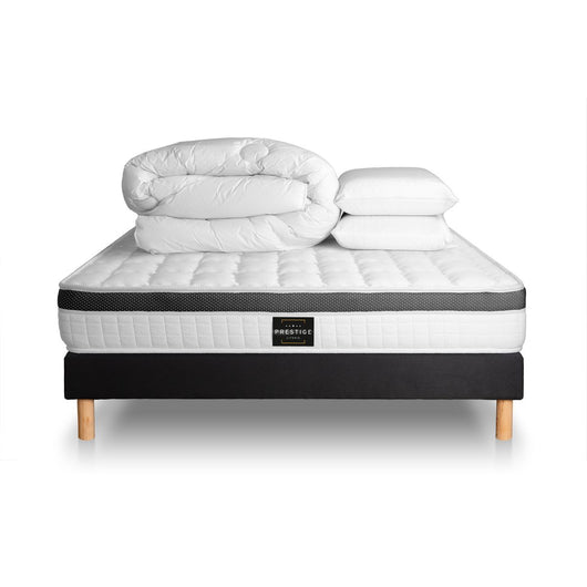 Pacchetto letto completo - Materasso 140x200cm + Box spring con doghe (kit) + 2 cuscini + Piumino - Superior