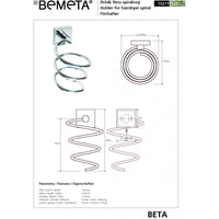 Porta asciugacapelli a spirale da parete BETA in ottone cromato 10cmx18,5cmx12,5cm