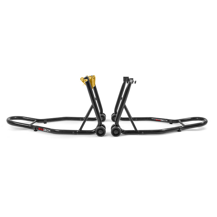 Coppia Cavalletto Anteriore Posteriore Moto Alzamoto Piastre Regolabili