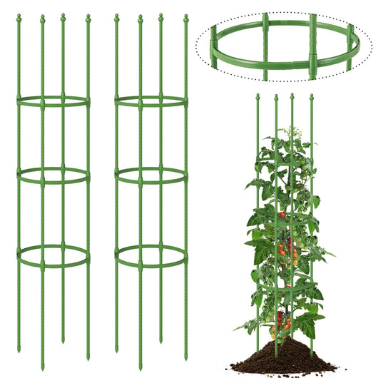 Set da 2 supporti per pomodori e supporto per piante da giardino, Supporto per piante rampicanti per verdure Verde-Fioriere