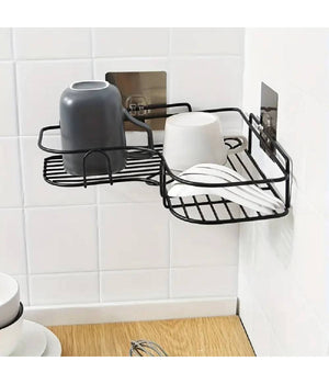 Supporto Angolare Da Parete Mensola Da Appendere Senza Punzonatura Bagno Cucina         