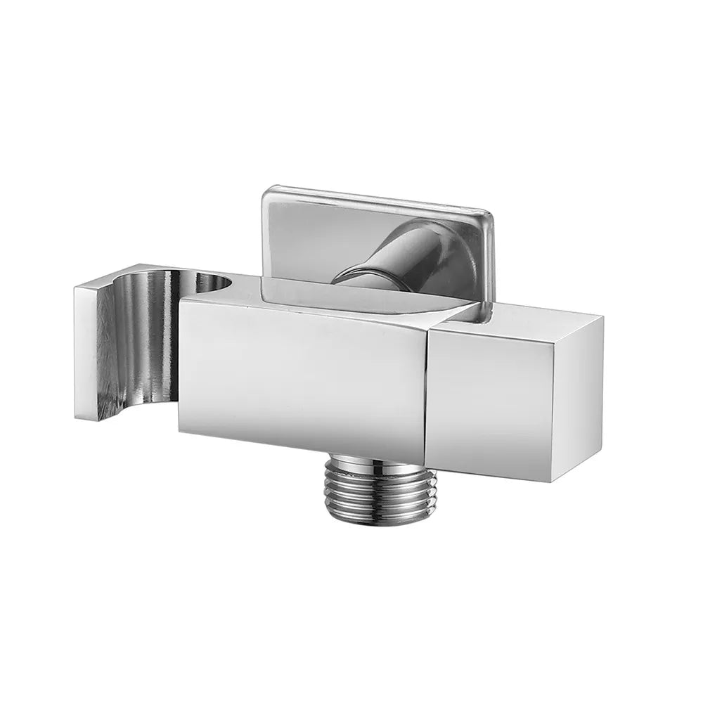 Supporto doccia cromato design squadrato con rubinetto da arresto