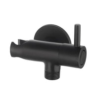 Supporto doccia nero opaco design tondo con rubinetto da arresto