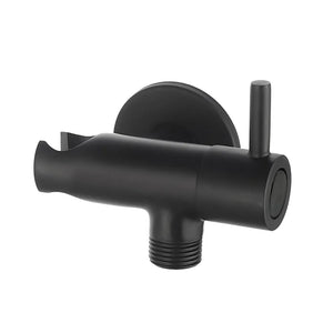 Supporto doccia nero opaco design tondo con rubinetto da arresto