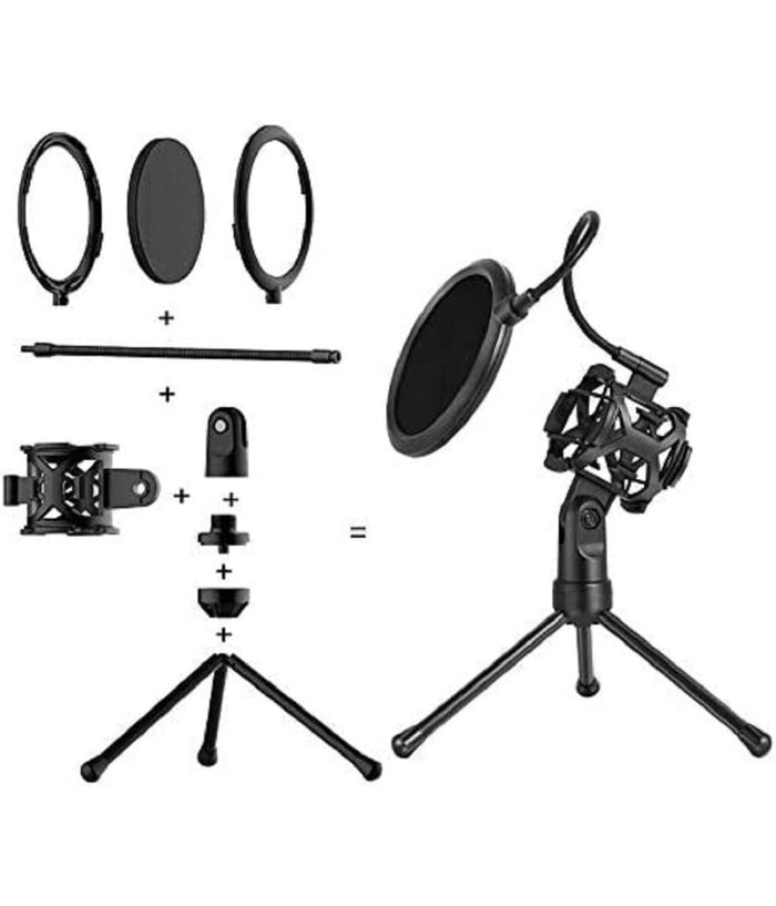 Supporto Mini Microfono Tavolo Ps-2 Kit Filtro Anti Pop Treppiedi Ragno Microfono         