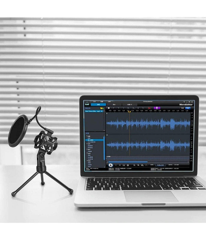 Supporto Mini Microfono Tavolo Ps-2 Kit Filtro Anti Pop Treppiedi Ragno Microfono         