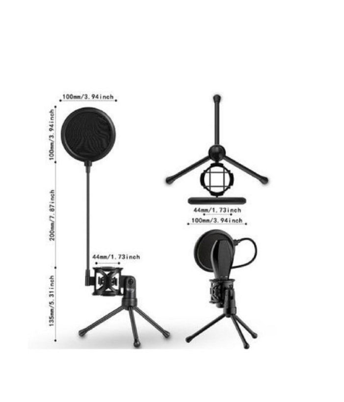 Supporto Mini Microfono Tavolo Ps-2 Kit Filtro Anti Pop Treppiedi Ragno Microfono         