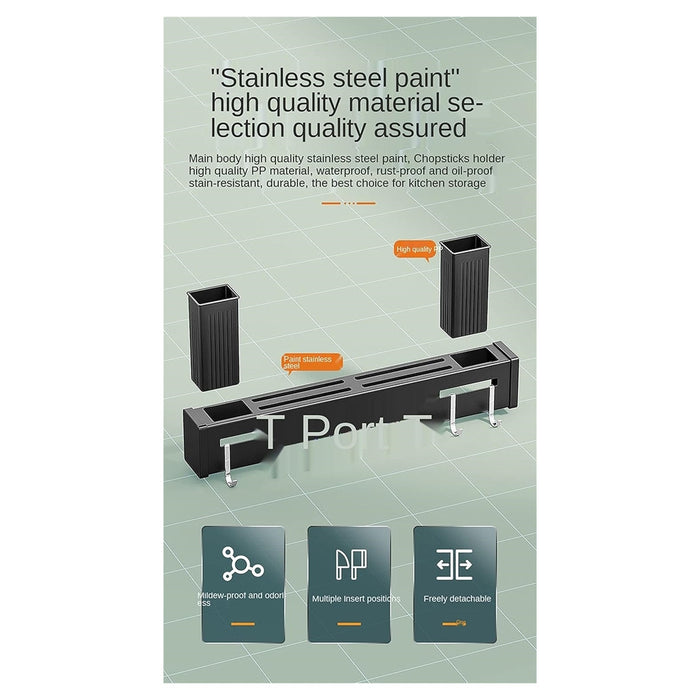 Trade Shop - Supporto Per Coltelli In Acciaio Multifunzionale A Parete Mensola Da Cucina 50 Cm -