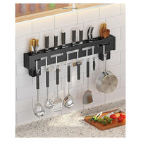 Trade Shop - Supporto Per Coltelli In Acciaio Multifunzionale A Parete Mensola Da Cucina 50 Cm -