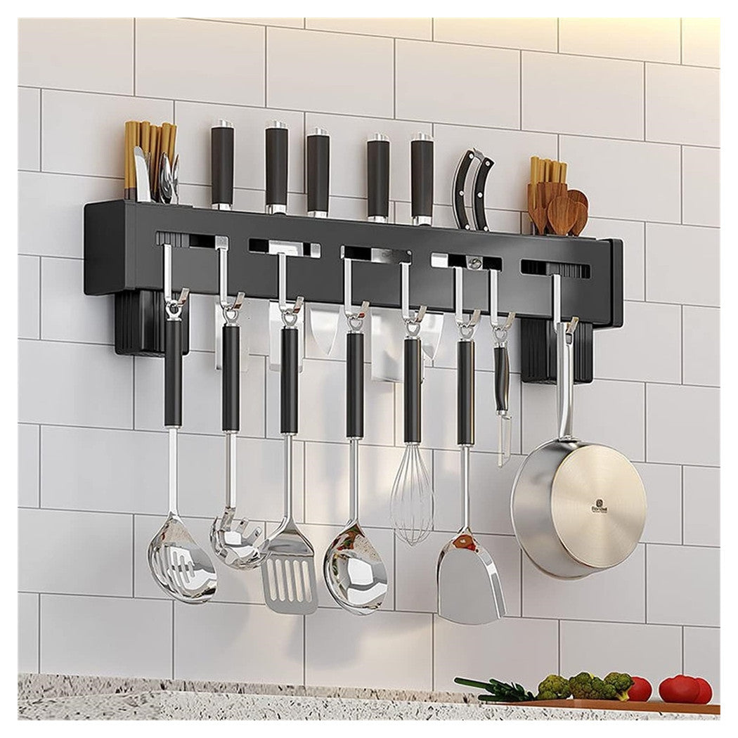 Trade Shop - Supporto Per Coltelli In Acciaio Multifunzionale A Parete Mensola Da Cucina 50 Cm -