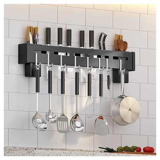 Trade Shop - Supporto Per Coltelli In Acciaio Multifunzionale A Parete Mensola Da Cucina 50 Cm -