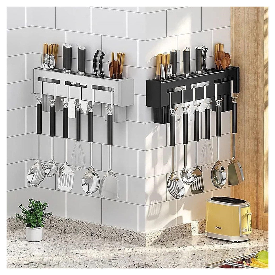 Trade Shop - Supporto Per Coltelli In Acciaio Multifunzionale A Parete Mensola Da Cucina 50 Cm -