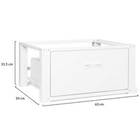 IDMarket - Supporto per lavatrice 63 x 54 cm con piedistallo e cassetto in metallo
