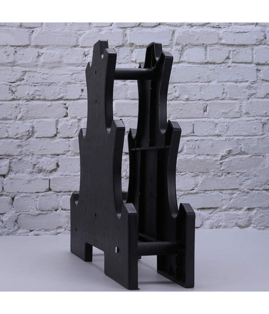 Supporto Per Manubri Pesi A 3 Livelli Per Accessori Fitness Palestra Casa Nero         