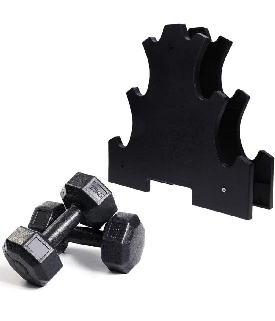 Supporto Per Manubri Pesi A 3 Livelli Per Accessori Fitness Palestra Casa Nero         