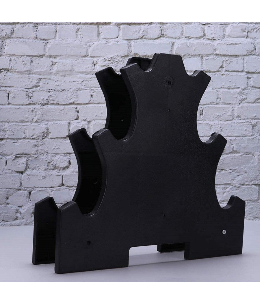 Supporto Per Manubri Pesi A 3 Livelli Per Accessori Fitness Palestra Casa Nero         