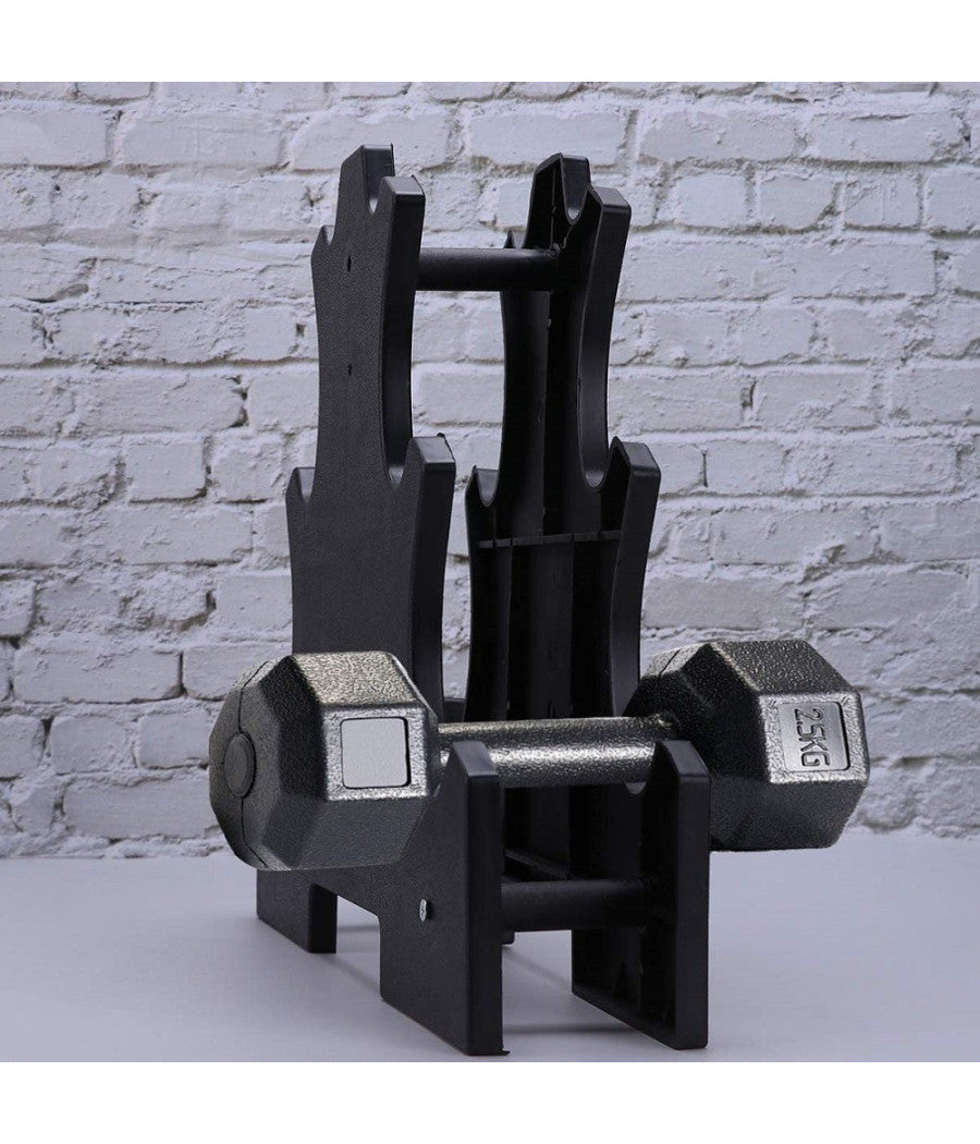 Supporto Per Manubri Pesi A 3 Livelli Per Accessori Fitness Palestra Casa Nero         