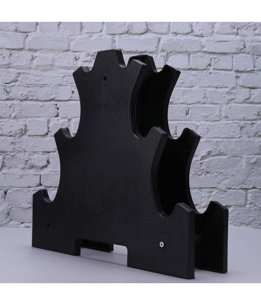 Supporto Per Manubri Pesi A 3 Livelli Per Accessori Fitness Palestra Casa Nero         