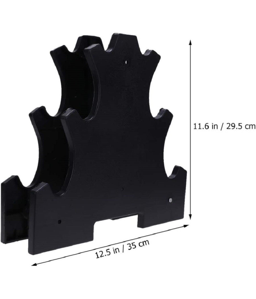 Supporto Per Manubri Pesi A 3 Livelli Per Accessori Fitness Palestra Casa Nero         