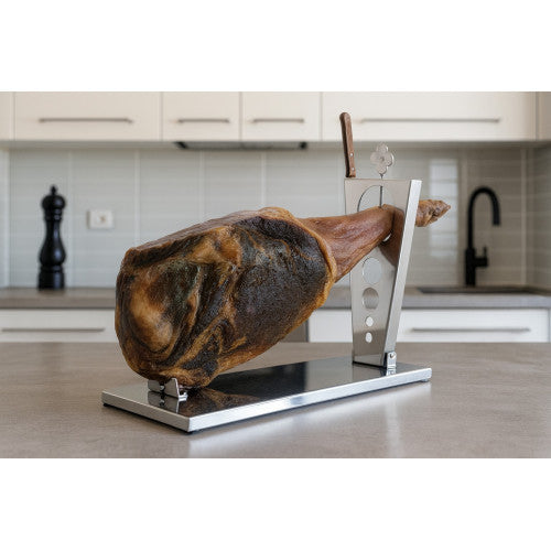 Supporto per prosciutto pieghevole ZEN – acciaio inox con coltello incluso