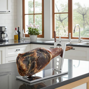 Supporto per prosciutto pieghevole ZEN – acciaio inox con coltello incluso