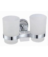 Supporto Porta Bicchiere Doppio Bicchieri Per Spazzolini Acciaio Vetro A Parete         