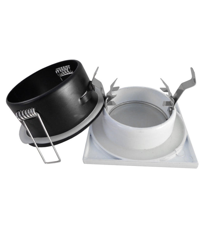 Supporto Porta Faretto Da Incasso Lampadine Led Mr16 Par16 Quadrato Bianco 75mm         