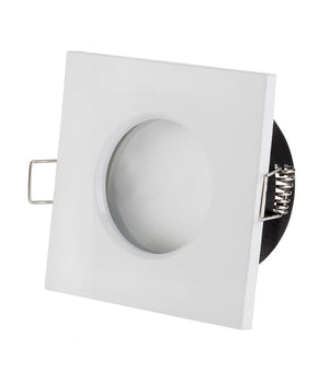 Supporto Porta Faretto Da Incasso Lampadine Led Mr16 Par16 Quadrato Bianco 75mm         