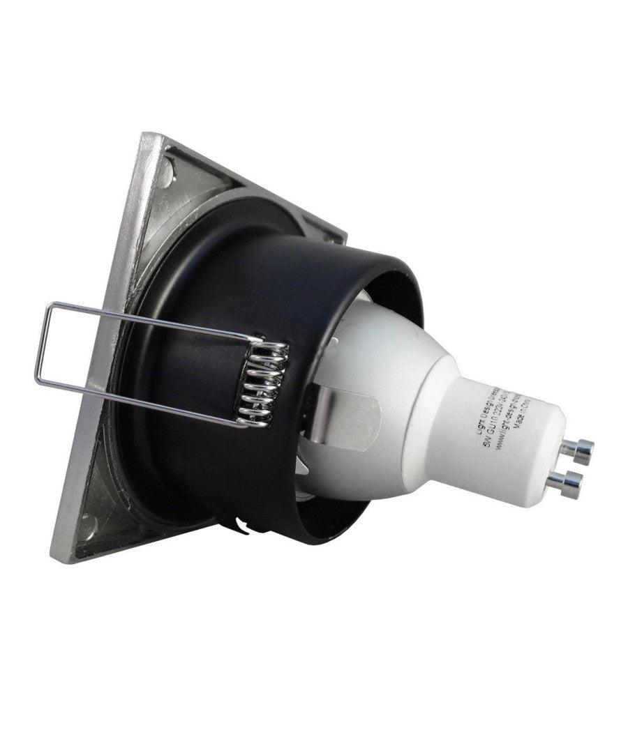 Supporto Porta Faretto Da Incasso Lampadine Led Mr16 Par16 Quadrato Bianco 75mm         