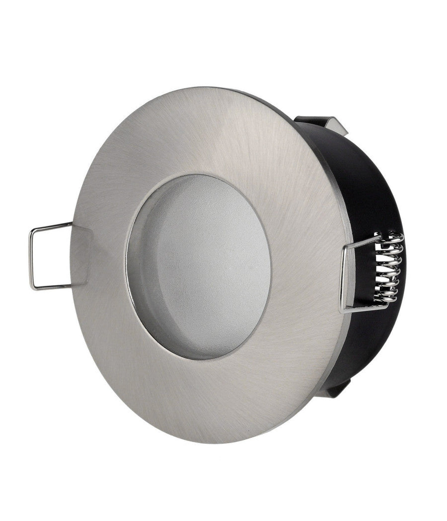 Supporto Porta Faretto Da Incasso Lampadine Led Mr16 Par16 Rotondo Acciaio 75mm         